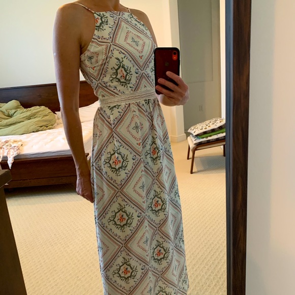 H&M Maxi Floral Dress Size 4 Side Zipper Elastic Waist - Picture 4 of 6